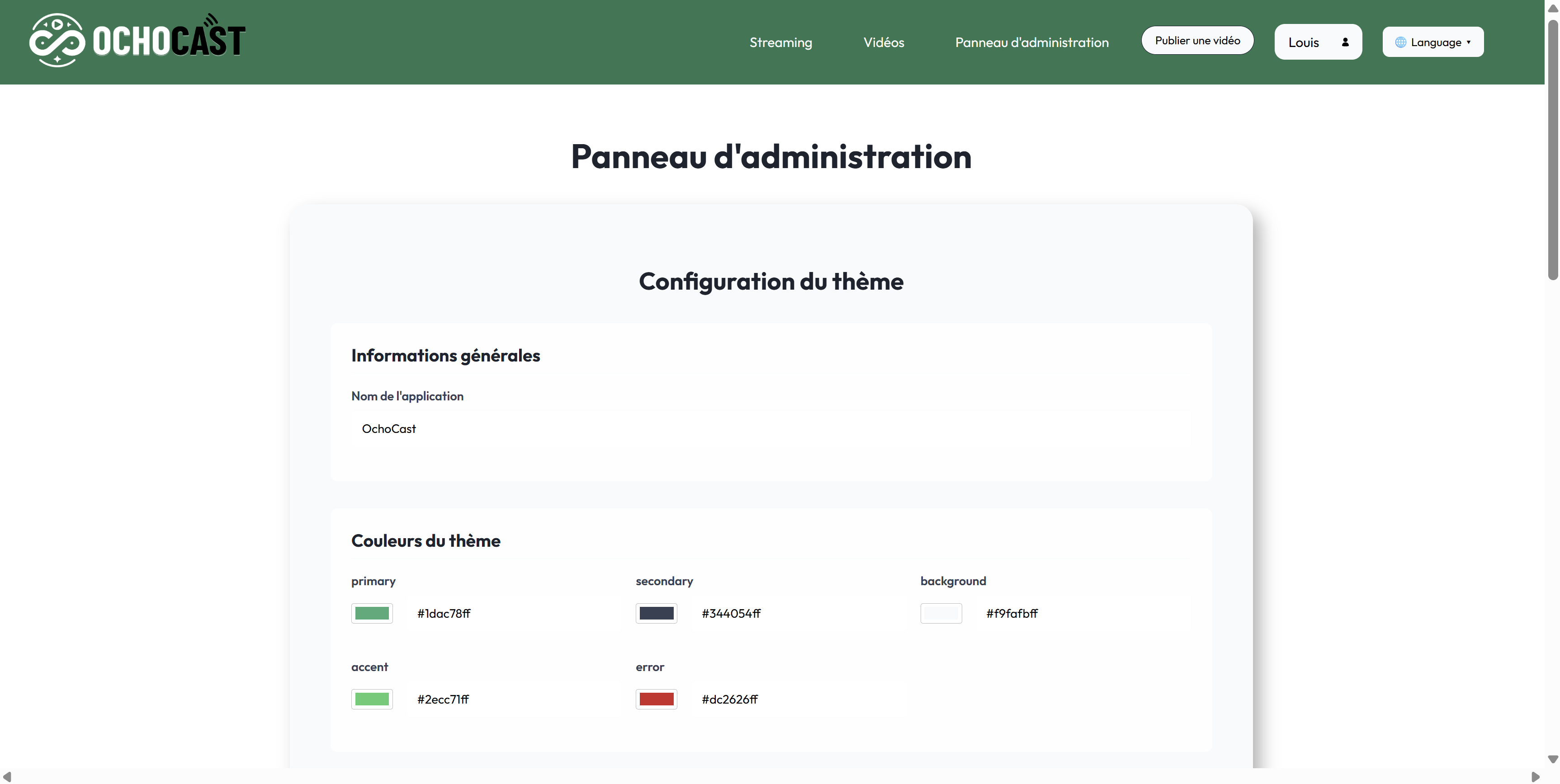 Vue d'ensemble du panneau d'administration