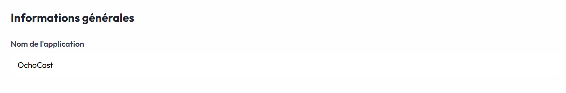 Section informations générales